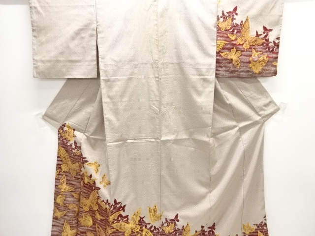 JAPANESE KIMONO / ANTIQUE KIMONO / SILK / WOVEN BUTTERFLY